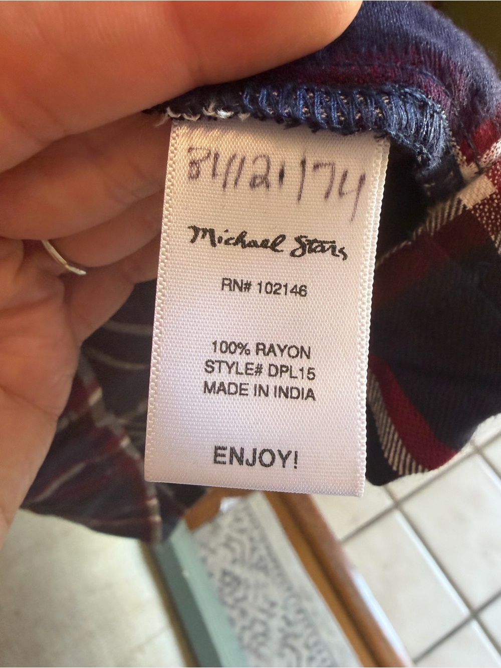 MICHAEL STARS Plaid Button Down Henley Shirt Dress Long Sleeves Size Small - Picture 6 of 6